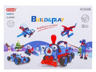 Klocki Elastyczne, Konstrukcyjne 142 El. Ciuchcia, Samolot, Helikopter, Auto Do Rozkręcania I Skręcania 6w1 Przecena 1