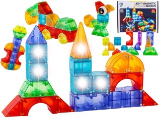 Klocki Magnetyczne, Konstrukcyjne, Świecące Elementy, Figury 3D 64 El. Przecena 1