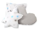 Namiot TIPI dla dzieci + mata + poduszki + zawieszki pióra - Gwiazdy niebiesko-szare/szary