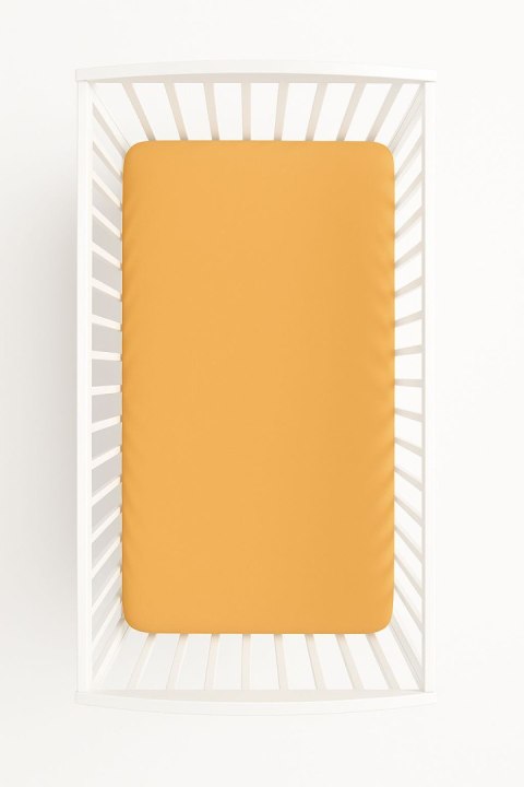 Prześcieradło bawełniane z gumką do łóżeczka 120x60 cm - brzoskwiniowe