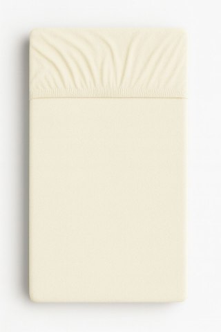 Prześcieradło frotte z gumką do łóżeczka 120x60cm - kremowe