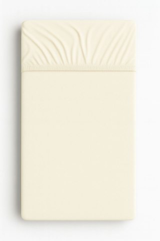 Prześcieradło jersey bawełna z gumką do łóżeczka 120x60cm - kremowe