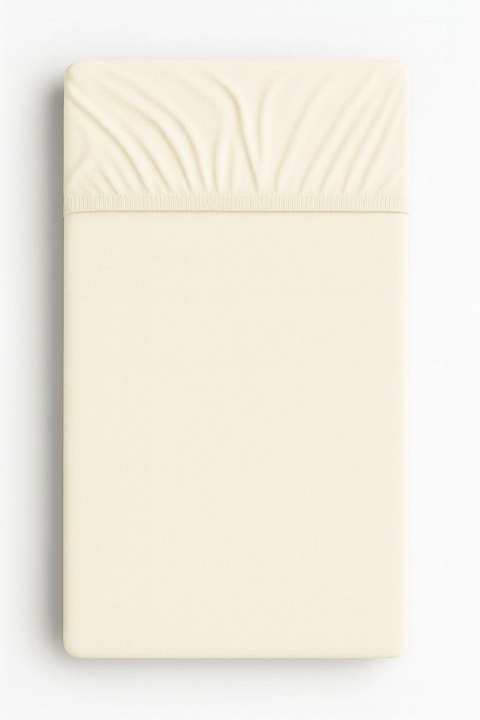 Prześcieradło jersey bawełna z gumką do łóżeczka 120x60cm - kremowe