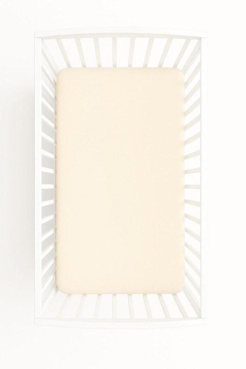 Prześcieradło jersey bawełna z gumką do łóżeczka 120x60cm - kremowe