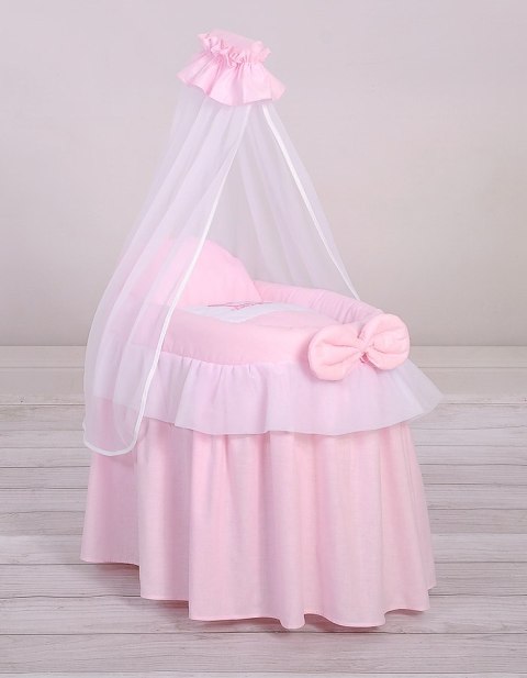 Wózek dla lalek Kosz Mojżesza dla lalek z baldachimem LITTLE PRINCESS różowy