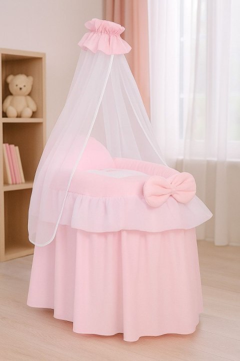 Wózek dla lalek Kosz Mojżesza dla lalek z baldachimem LITTLE PRINCESS różowy