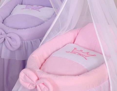 Wózek dla lalek Kosz Mojżesza dla lalek z baldachimem LITTLE PRINCESS różowy