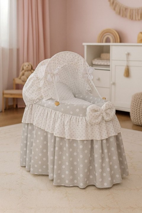 Wózek dla lalek Kosz Mojżesza dla lalek z budką LAURA szary