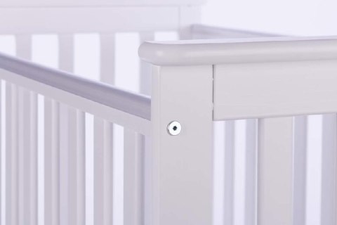 DREWEX Łóżeczko tapczanik LEO DELUX szuflada, barierka biały/biały