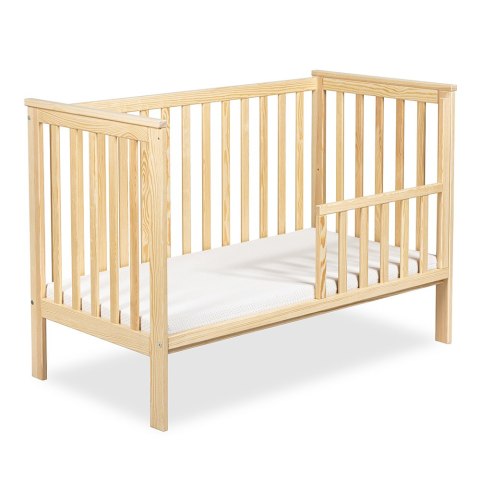 KLUPŚ Łóżeczko z barierką IWON sosna 120x60