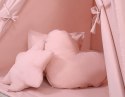 Namiot TIPI dla dzieci + mata + poduszki + zawieszki pióra - brudny róż