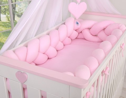 Ochraniacz warkocz pleciony do łóżeczka XXL - różowy