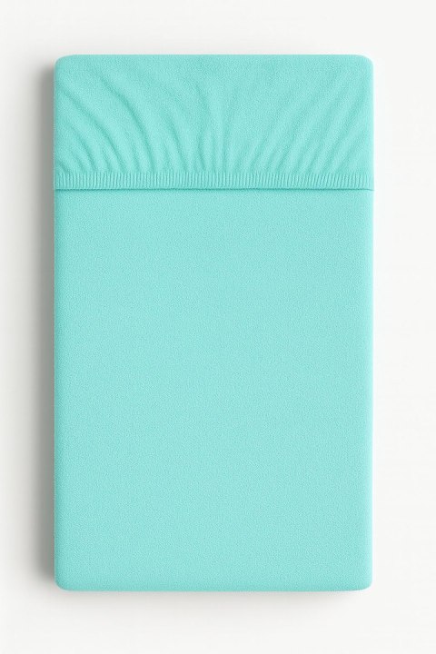 Prześcieradło frotte z gumką do łóżeczka 120x60cm - miętowe