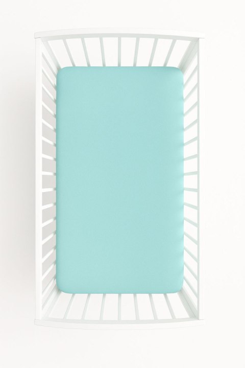 Prześcieradło frotte z gumką do łóżeczka 120x60cm - miętowe