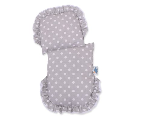 Wiklinowy wózek dla lalek pchacz biały z szarą pościelką i miękką wyściółką CHIARA