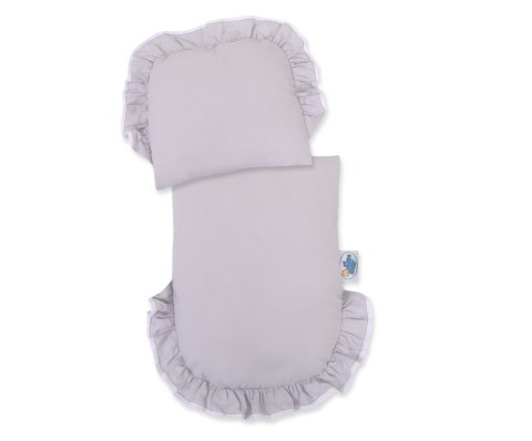 Wiklinowy wózek dla lalek pchacz biały z szarą pościelką i miękką wyściółką STELLA