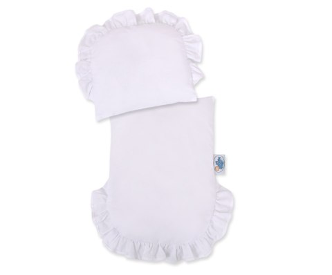 Wiklinowy wózek dla lalek pchacz szary z białą pościelką i miękką wyściółką CHIARA