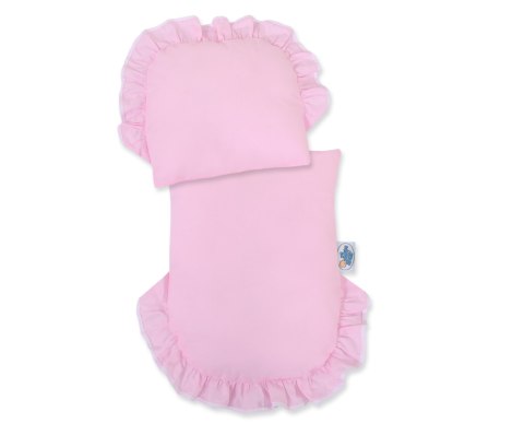 Wiklinowy wózek dla lalek pchacz szary z różową pościelką i miękką wyściółką STELLA