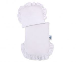 Wiklinowy wózek dla lalek pchacz z białą pościelką i miękką wyściółką CHIARA - naturalny