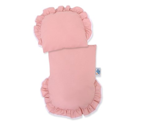 Wiklinowy wózek dla lalek pchacz z pościelką brudny róż i miękką wyściółką STELLA - naturalny