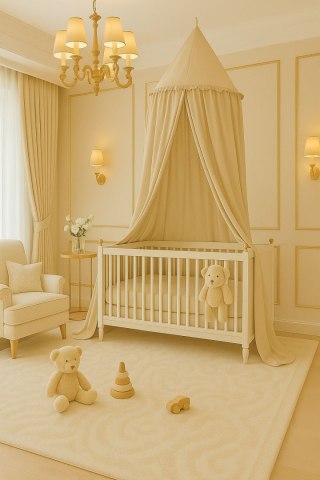 Baldachim wiszący bawełniany do pokoju dziecięcego - beżowy