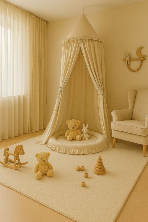 Baldachim wiszący bawełniany do pokoju dziecięcego - beżowy