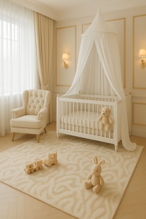 Baldachim wiszący bawełniany do pokoju dziecięcego - biały