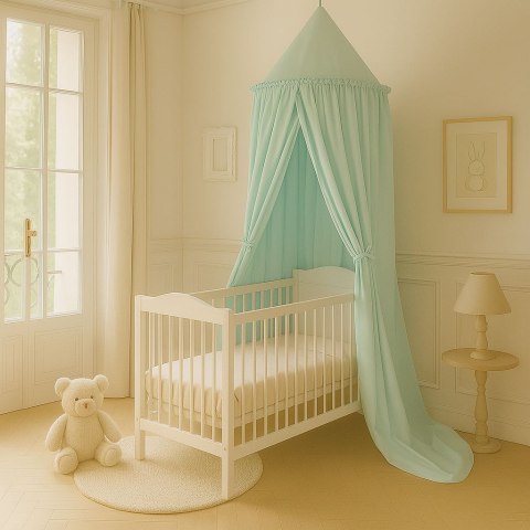 Baldachim wiszący bawełniany do pokoju dziecięcego - jasna mięta