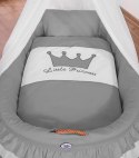 Kosz Mojżesza wiklinowy z baldachimem- Little Prince Princess antracyt