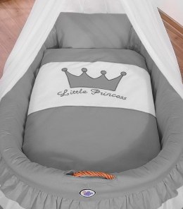 Kosz Mojżesza wiklinowy z baldachimem- Little Prince Princess antracyt