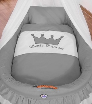 Kosz Mojżesza wiklinowy z baldachimem- Little Prince Princess antracyt