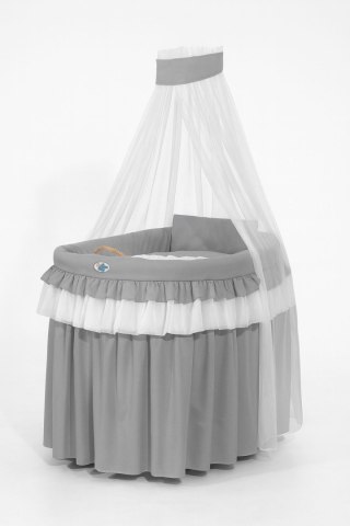 Obszycie 4-cz do kosza Mojżesza wiklinowego ze baldachimem Little Prince Princess -antracyt