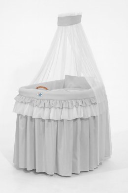 Obszycie 4-cz do kosza Mojżesza wiklinowego ze baldachimem Little Prince Princess -szare