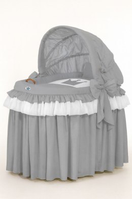 Obszycie 4-cz do kosza Mojżesza wiklinowego ze składaną budką- Little Prince antracyt