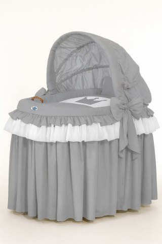 Obszycie 4-cz do kosza Mojżesza wiklinowego ze składaną budką- Little Prince antracyt