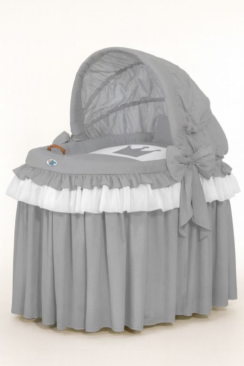 Obszycie 4-cz do kosza Mojżesza wiklinowego ze składaną budką- Little Prince antracyt