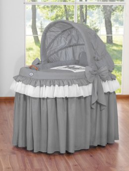 Obszycie 4-cz do kosza Mojżesza wiklinowego ze składaną budką- Little Prince antracyt