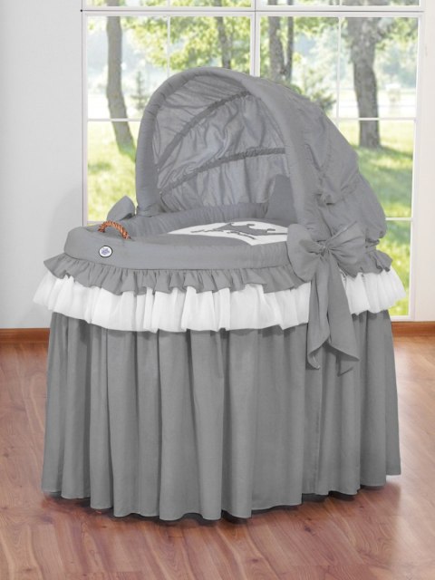 Obszycie 4-cz do kosza Mojżesza wiklinowego ze składaną budką- Little Prince antracyt