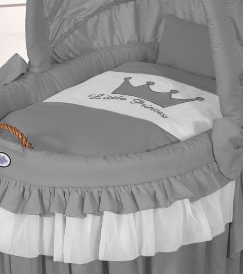 Obszycie 4-cz do kosza Mojżesza wiklinowego ze składaną budką- Little Prince antracyt