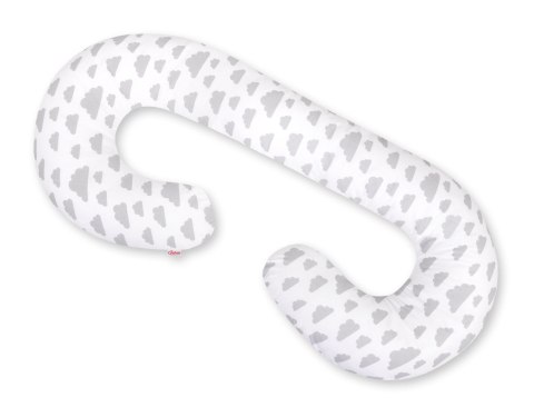 Poduszka ciążowa typu C dla kobiet w ciąży do spania karmienia + zdejmowana poszewka - szare chmurki