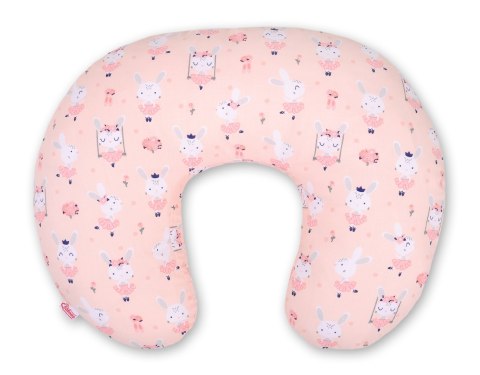 Poduszka rogal do karmienia fasolka + zdejmowana poszewka - króliczki baletnice różowe