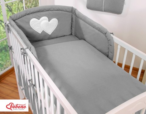 Pościel 2-cz 120x90 - Serduszka antracyt