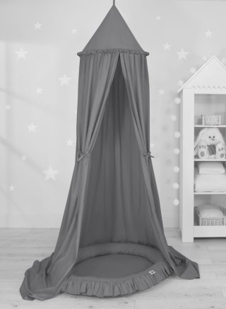 Zestaw: baldachim wiszący do pokoju dziecięcego bawełniany i gniazdko z falbanką - antracyt