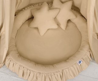 Zestaw: baldachim wiszący do pokoju dziecięcego bawełniany i gniazdko z falbanką - beżowy