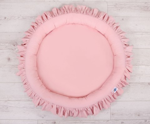 Zestaw: baldachim wiszący do pokoju dziecięcego bawełniany i gniazdko z falbanką - brudny róż