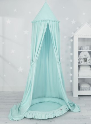 Zestaw: baldachim wiszący do pokoju dziecięcego bawełniany i gniazdko z falbanką - jasna mięta