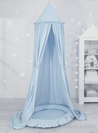 Zestaw: baldachim wiszący do pokoju dziecięcego bawełniany i gniazdko z falbanką - niebieski