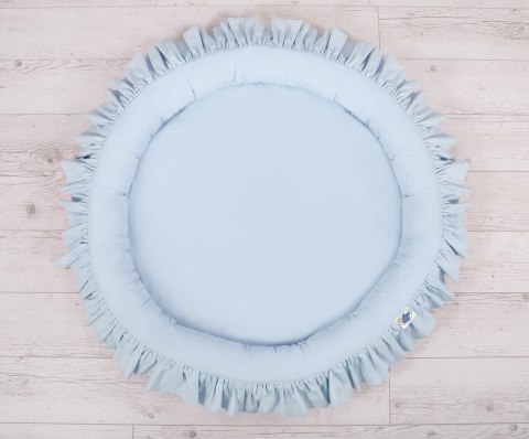 Zestaw: baldachim wiszący do pokoju dziecięcego bawełniany i gniazdko z falbanką - niebieski