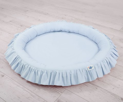 Zestaw: baldachim wiszący do pokoju dziecięcego bawełniany i gniazdko z falbanką - niebieski