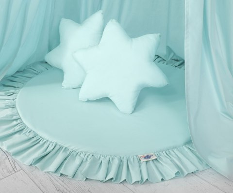 Zestaw: baldachim wiszący do pokoju dziecięcego bawełniany i mata z falbanką - jasna mięta